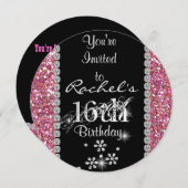 CHICスイート16バースデーパーティーラウンド招待状 招待状 (正面/裏面)