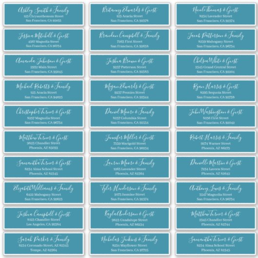 Chicスクリプモダントの結婚ゲスト名アドレス シール (正面)