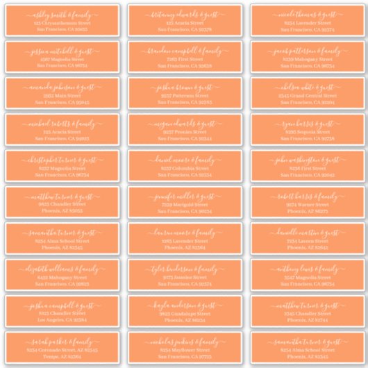 Chicスクリプモダントの結婚ゲスト名アドレス シール (正面)