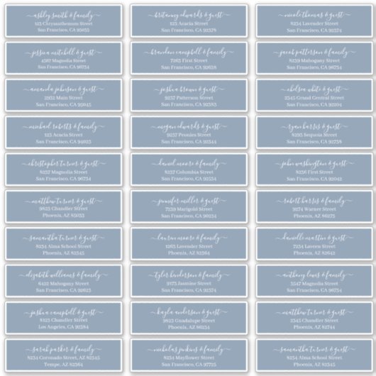 Chicスクリプモダントの結婚ゲスト名アドレス シール (正面)