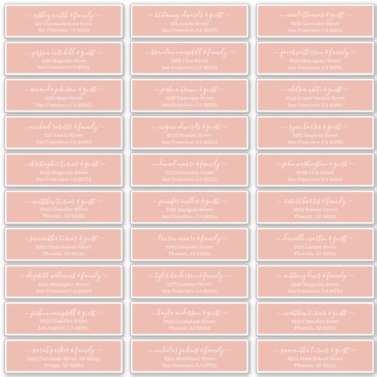 Chicスクリプモダントの結婚ゲスト名アドレス シール (正面)