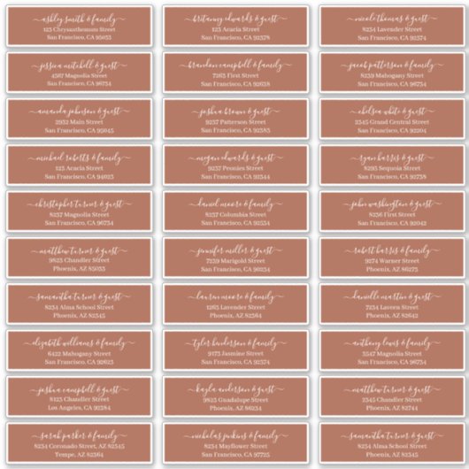 Chicスクリプモダントの結婚ゲスト名アドレス シール (正面)