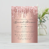 Chicバラ金ゴールドグリッタードリップス仮想ブライダルシャワー 招待状 (スタンド正面)