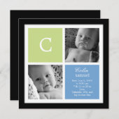 Chicフレーム男の赤ちゃん誕生の発表 案内状 (正面/裏面)