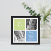 Chicフレーム男の赤ちゃん誕生の発表 案内状 (スタンド正面)