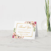 Chicフローラ·金ゴールド·フレーエレガントムありがとう サンキューカード (正面)