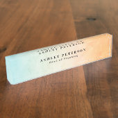 Chic水色エレガントの背景 デスクネームプレート (側面)