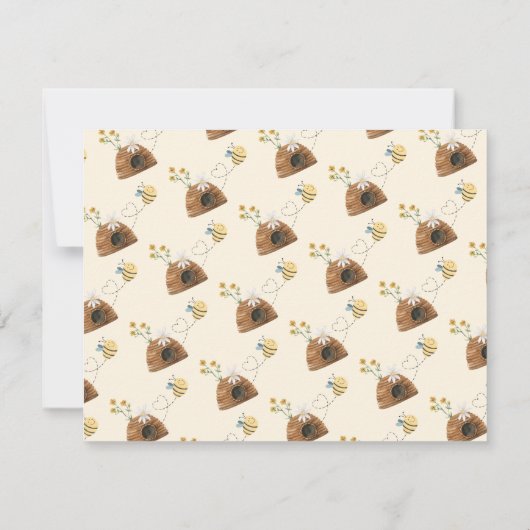 Chic甘いビーに2つの最初の誕生日の写真 招待状 (裏面)