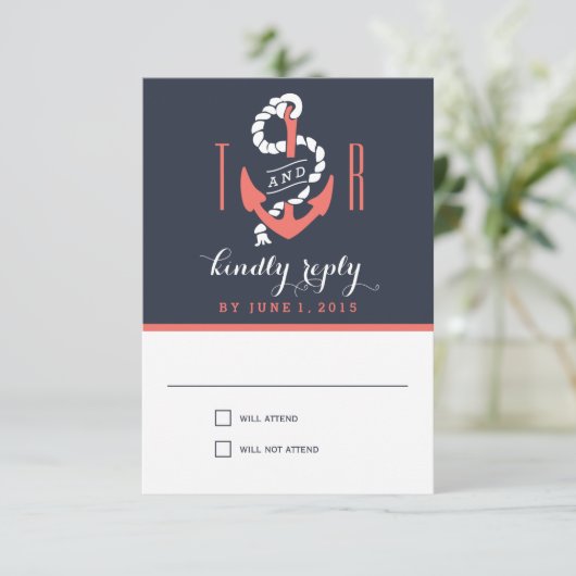 Chic航海の結婚の対応/RSVPカード 出欠カード (スタンド正面)