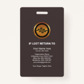 Chic赤方向矢印セキュリティ写真テンプレート バッジ (裏面)