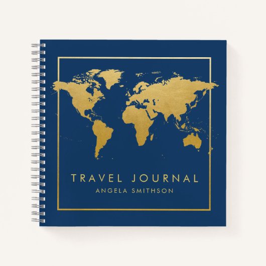 Chic金ゴールドWorld Map Travel Journalノートブック ノートブック (正面)