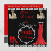 CHIC40ヴィンテージデザインきらきら光る誕生日招待状 招待状 (正面/裏面)