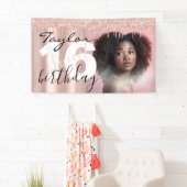 Chic お洒落 16th誕生日PhotoScriptバラ金ゴールド 横断幕 (インサイチュ)