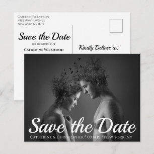 Chic モダン Save the Date 芸術的 Photo結婚's ポストカード