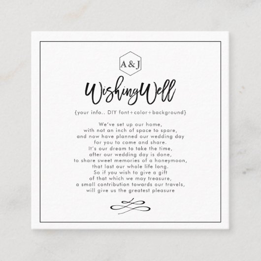 Chic+モダンScript結婚のWell Cardのお願い スクエア名刺 (正面)