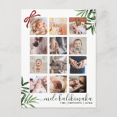 Chic 12 Photo Collage Mele Kalikimaka Tropical シーズンポストカード (正面)