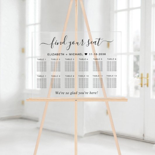 Chic 12 Table Wedding Seating アクリルサイン