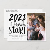 Chic 2021 A Fresh Startタイポグラフィ新年写真 シーズンポストカード (正面/裏面)