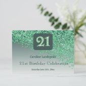 Chic 21 Birthday Green Glitter RSVP (スタンド正面)