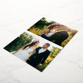 Chic 2 Photos Bride & Groom Collage Hand Lettered  箔招待状 (回転した状態)