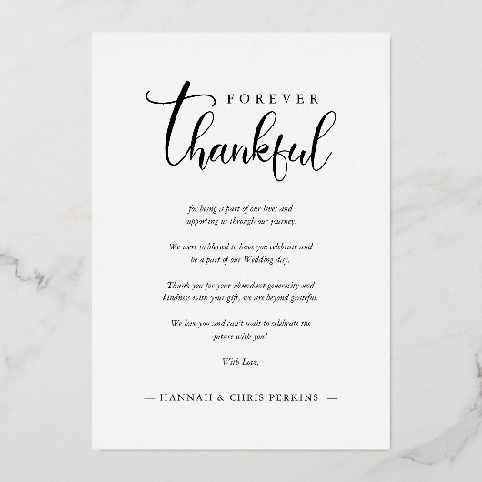 Chic 2 Photos Bride & Groom Collage Hand Lettered  箔招待状 (裏面)