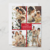 Chic 4 Photo Collage Red Merry Christmas シーズンカード (正面)