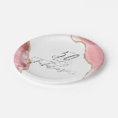 Chic 50素晴らしいバラ金ゴールドグリッターAgateスクリプト ペーパープレート (アングル)