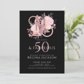 Chic 50 And Fabulous Dancing Shoes Birthday Party 招待状 (スタンド正面)