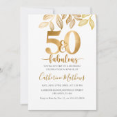 Chic 50 & Fabulous Faux Gold Birthday Party  招待状 (正面)
