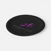 Chic 50th Birthday Hot Pink Black Party ペーパープレート (アングル)