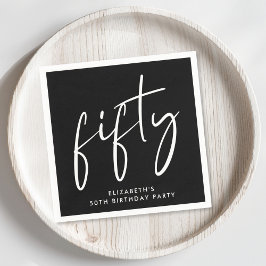 Chic 50th Birthday Party Black スタンダードカクテルナプキン