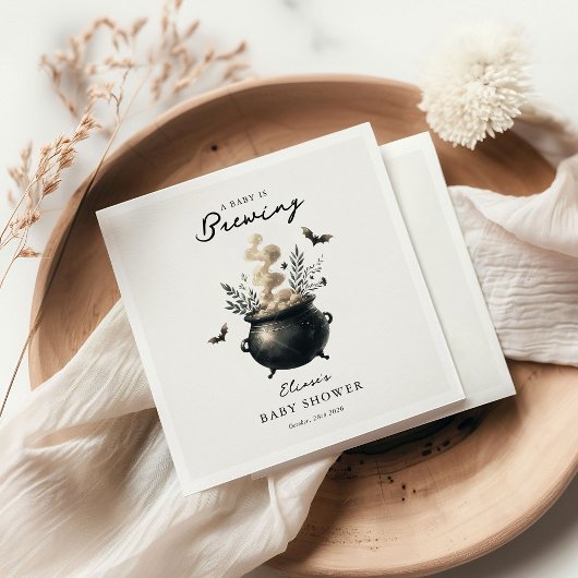 Chic 'a Baby is Brewing' Halloween Baby Shower  スタンダードカクテルナプキン