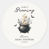 Chic 'a Baby is Brewing' Halloween Baby Shower  ラウンドシール (正面)