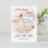 Chic 'A New Chapter Awaits' QR Code Bridal Shower 招待状 (スタンド正面)