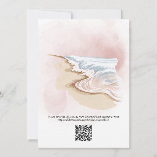 Chic 'A New Chapter Awaits' QR Code Bridal Shower 招待状 (裏面)