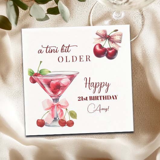 Chic A Tini Bit Older Cherry Martini 21st Birthday スタンダードカクテルナプキン