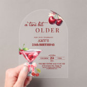 Chic A Tini Bit Older Cherry Martini 24th Birthday アクリル招待状 (インサイチュ (ポータブル))