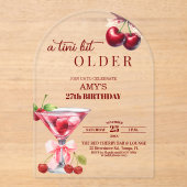 Chic A Tini Bit Older Cherry Martini 27th Birthday アクリル招待状 (正面)