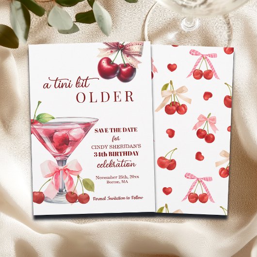 Chic A Tini Bit Older Cherry Martini 34th Birthday セーブザデート