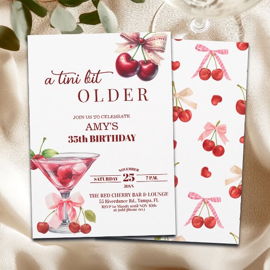 Chic A Tini Bit Older Cherry Martini 35th Birthday 招待状