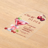 Chic A Tini Bit Older Cherry Martini 42nd Birthday アクリル招待状 (レイダウン)