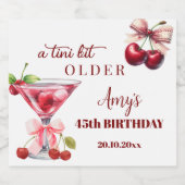 Chic A Tini Bit Older Cherry Martini 45th Birthday スパークリングワインラベル (シングルラベル)