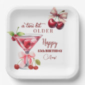Chic A Tini Bit Older Cherry Martini 45th Birthday ペーパープレート (正面)