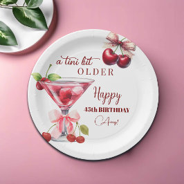 Chic A Tini Bit Older Cherry Martini 45th Birthday ペーパープレート