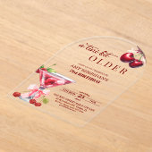 Chic A Tini Bit Older Cherry Martini 71st Birthday アクリル招待状 (レイダウン)