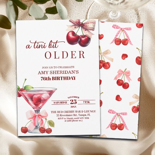 Chic A Tini Bit Older Cherry Martini 76th Birthday 招待状