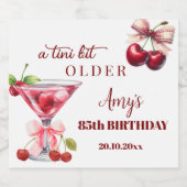 Chic A Tini Bit Older Cherry Martini 85th Birthday スパークリングワインラベル (シングルラベル)