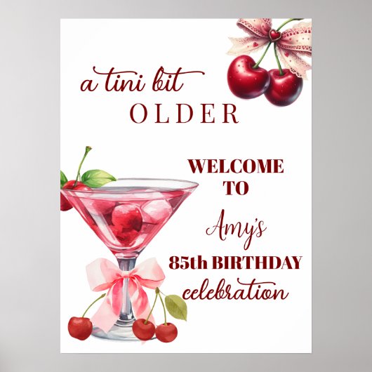 Chic A Tini Bit Older Cherry Martini 85th Birthday ポスター (正面)