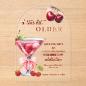 Chic A Tini Bit Older Cherry Martini 95th Birthday アクリル招待状 (正面)