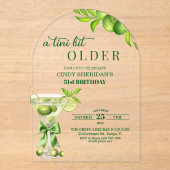 Chic A Tini Bit Older Lime Martini 31st Birthday アクリル招待状 (正面)